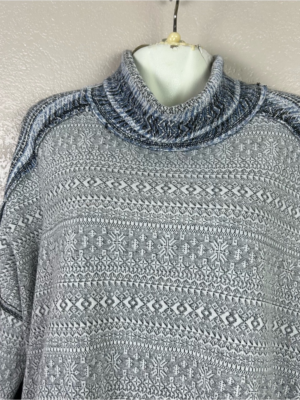 We The Free Gray Patterned Cowlneck Sweater with Dark Hem - Picture 9 of 14